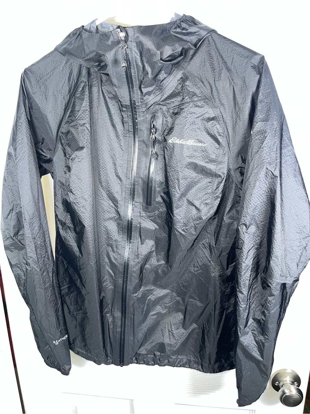 Women’s Ultralight Eddie Bauer First Ascent Rain Jacket Full Zip Black Small S